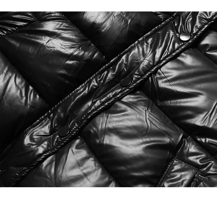 Čierna krátka páperová bunda (d2-3831-1)