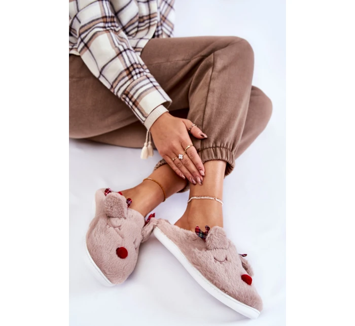 Dámské vánoční kožešinové pantofle se model 21605221 béžovou Claire - Boto