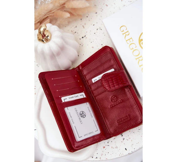 Lakovaný dámský peněženka s reliéfem a zlatým detailem červená Evlinne