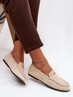 Dámské mokasíny s malým zlatým detailem béžové model 21900431 - Boto