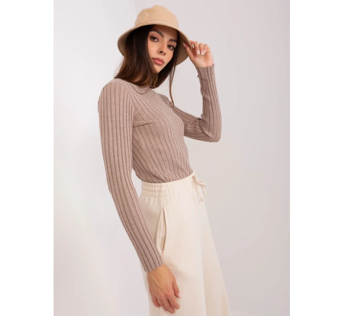 Sweter PM SW model 18909266 ciemny bezowy - FPrice Sweter PM SW model 18909266 ciemny bezowy - FPrice