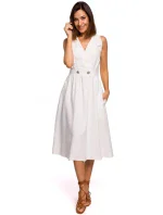 S224 Šaty bez rukávov s umelým zavinovaním - čierne