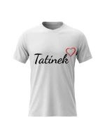 Pánské bavlněné tričko s potiskem - TATÍNEK - bílé