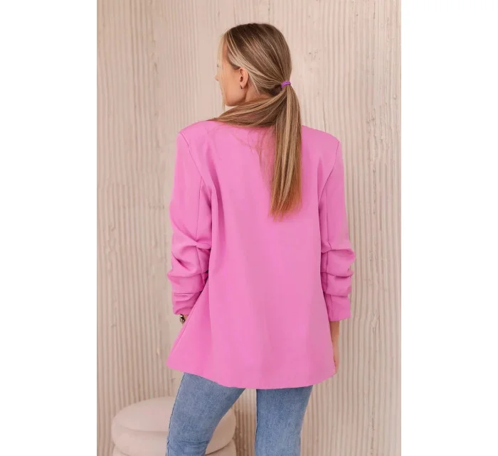 Sako s klopami elegantní model 20843831 tmavě růžová - Kesi