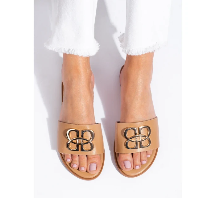 Originálne hnedé dámske nazouváky bez podpätku