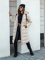 Dámska prešívaná zimná bunda s kapucňou MENSI béžová FashionStreet TY4585
