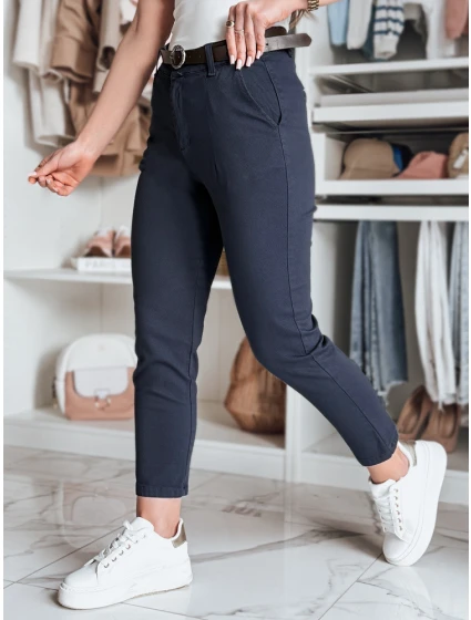 Dámské kalhoty slim fit s páskem navy blue Dstreet model 21986229 - FashionStreet