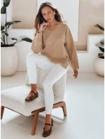 Svetr s výstřihem do V camel Dstreet model 21991005 - FashionStreet