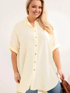 Dámská košile Plus Size z viskózy s delším zadním dílem žlutá
