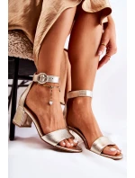 Kožené Sandály Na Vysokém Podpatku model 21587087 Zlaté - Maciejka