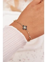 Náramek s čtyřlístkem chirurgická ocel zlatá Náramek s čtyřlístkem chirurgická ocel zlatá