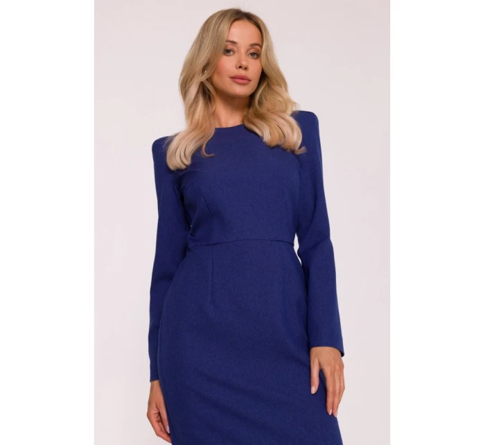 model 21319039 Tužkové šaty s ozdobnými rameny modré - STYLOVE model 21319039 Tužkové šaty s ozdobnými rameny modré - STYLOVE