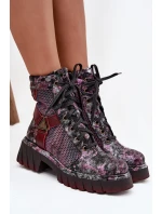 Dámské kotníčkové kožené workery model 21903308 Bordó vzor - Maciejka
