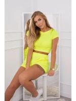 Bavlnená súprava so šortkami žltá neónová