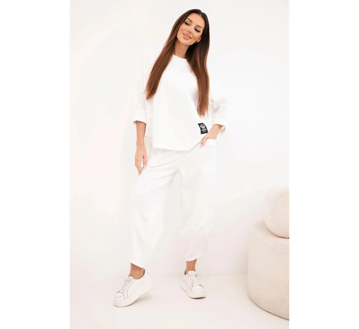 Bavlněný komplet mikina + kalhoty ecru