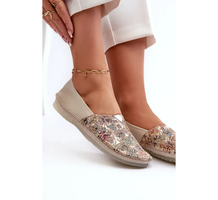 Damskie Skórzane Baleriny Maciejka 1930B-04 Beżowe