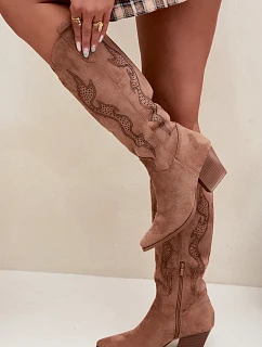Dámské kozačky s výšivkou a podpatkem Camel model 22320872 - Boto