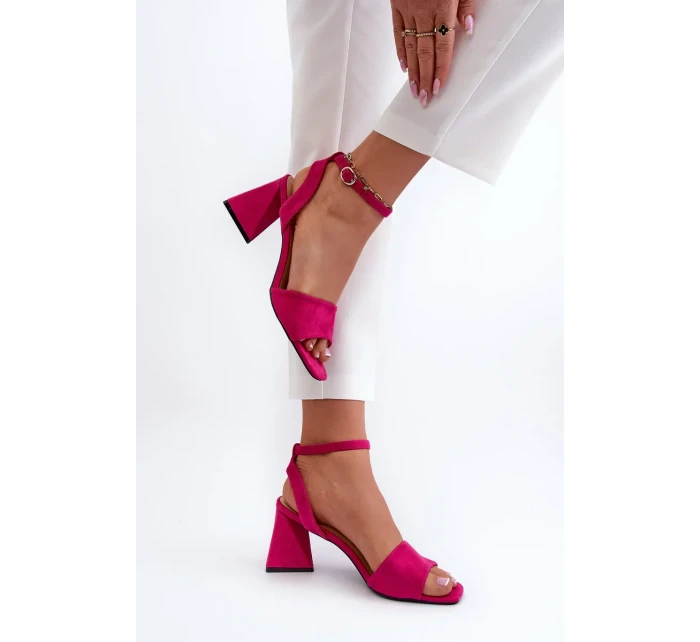Dámske sandále na vysokom podpätku z eko semišu Fuchsia Upttima Dámske sandále na vysokom podpätku z eko semišu Fuchsia Upttima