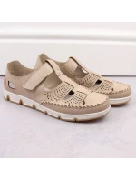 Rieker W RKR651 béžové kožené poltopánky s háčikom a pútkom Rieker W RKR651 béžové kožené poltopánky s háčikom a pútkom