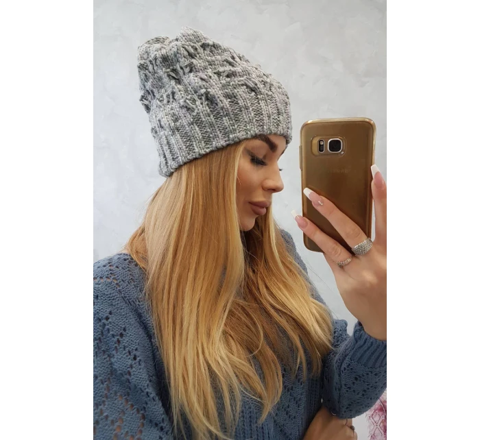 Fleecová čiapka Roksana K209 sivá+fialová