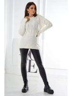 Svetr model 18970341 přes hlavu s módní vazbou ecru - K-Fashion