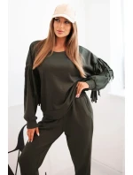 Dámský komplet máslový s třásněmi na rukávech khaki Dámský komplet máslový s třásněmi na rukávech khaki