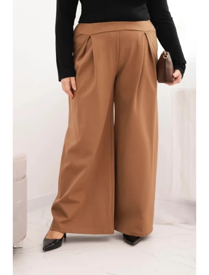 Dámske Plus veľkosť široké nohavice s ťavou plisé
