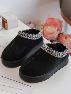 Kapcie Dziecięce Wsuwane Ocieplane Czarne Olivane