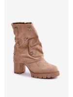 Zdobené Boty S Svrškem Na Podpatku Béžové model 21679294 - Boto