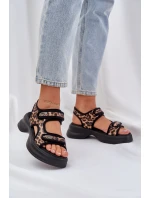 Eko Kožené Lehké Sandály Na Platformě Panther Hnědé