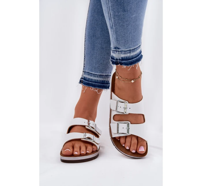 Klapki Damskie Z Klamrami Inblu CP000042 Białe