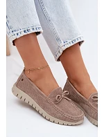 Dámské Mokasíny Z model 22107532 Semiše S Mašlí Béžové - VINCEZA