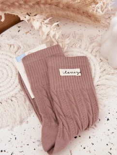 Teplé dámske ponožky s vlnou - hnedé