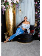 Dámsky sexy volánový top Carmen T80149 Ružová s kvetinovým vzorom - Style fashion