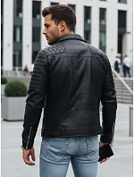 Pánska kožená bunda čierna FashionStreet TX4734 Pánska kožená bunda čierna FashionStreet TX4734