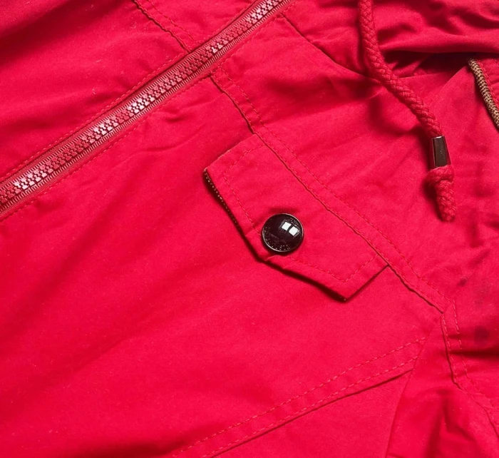 Krátká červená bunda parka s kapucí model 14948088 - LHD