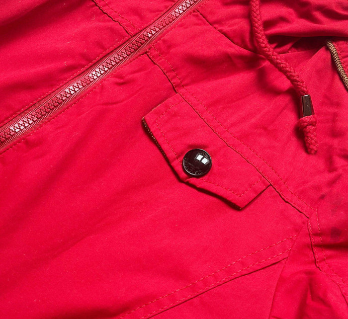 Krátká červená bunda parka s kapucí model 14948088 - LHD