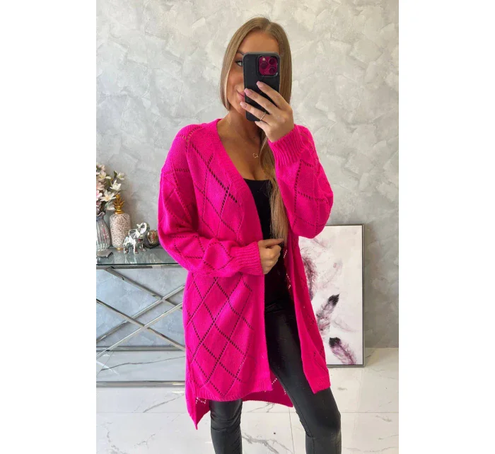 Svetr s geometrickým vzorem růžový neon Svetr s geometrickým vzorem růžový neon