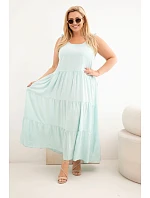 Dámské viskózové šaty na zavazovacích ramínkách mátová