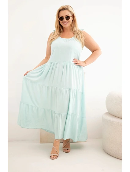 Dámské viskózové šaty na zavazovacích ramínkách mátová