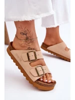 Klasyczne Damskie Klapki Big Star LL274478 Beżowe