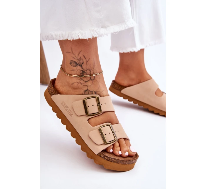 Klasyczne Damskie Klapki Big Star LL274478 Beżowe