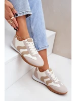 Klasyczne Sneakersy Damskie Z Eko Skóry Beżowe Maretina