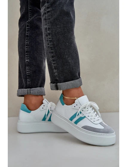 model 21684263 Kožené Nízké Tenisky Dámské Na Platformě Bílé - Zazoo