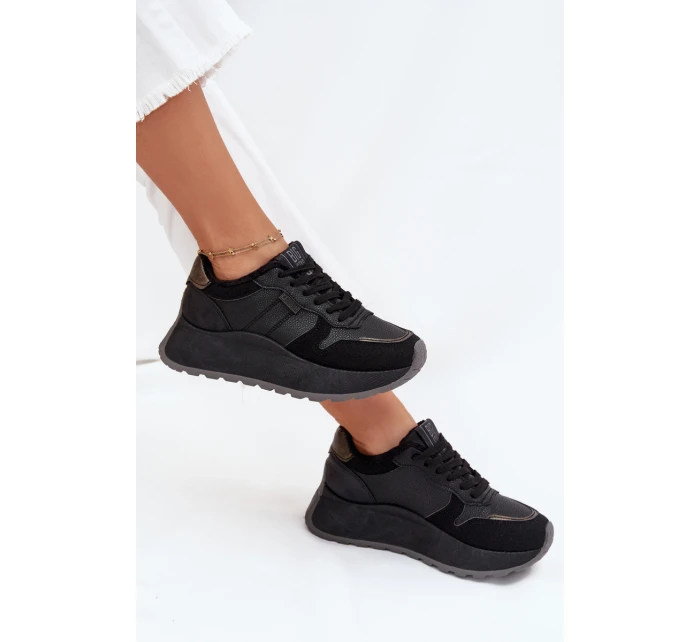 Ocieplane Sneakersy Damskie Na Platformie Big Star SS274007 HI-POLY SYSTEM Czarne