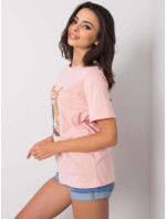 Púdrovo ružové tričko s módnou potlačou