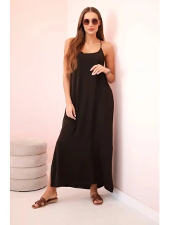 Dlhé šaty bez ramienok hnedé