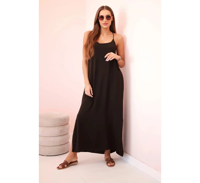 Dlhé šaty bez ramienok hnedé Dlhé šaty bez ramienok hnedé