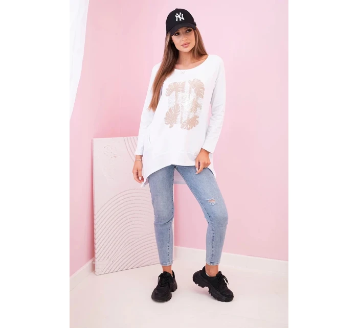 Dámska blúzka s vreckami a ozdobnou potlačou biela Dámska blúzka s vreckami a ozdobnou potlačou biela