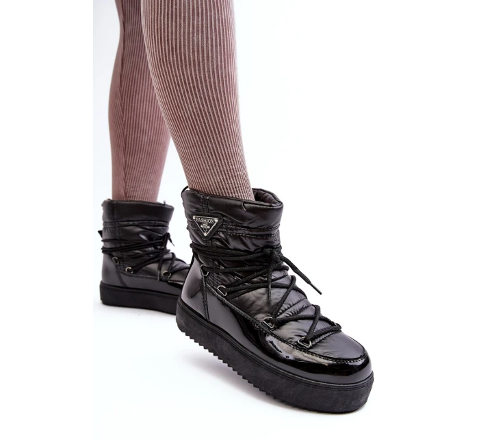 Dámské sněhule na platformě s mašlí černé model 21641625 - Boto